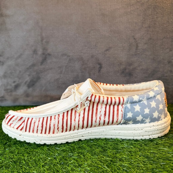 Hey Dude Wally American Flag Stars Stripes Shoes Loafer USA Men\'s Size 12 NWT main image 5